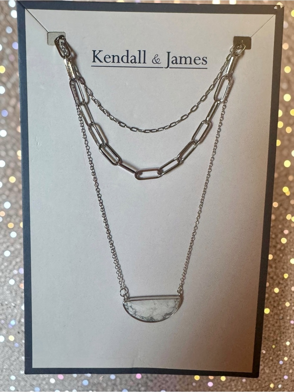 Kendall & James Silver-Tone Layered Necklace with Semi-Circle Pendant